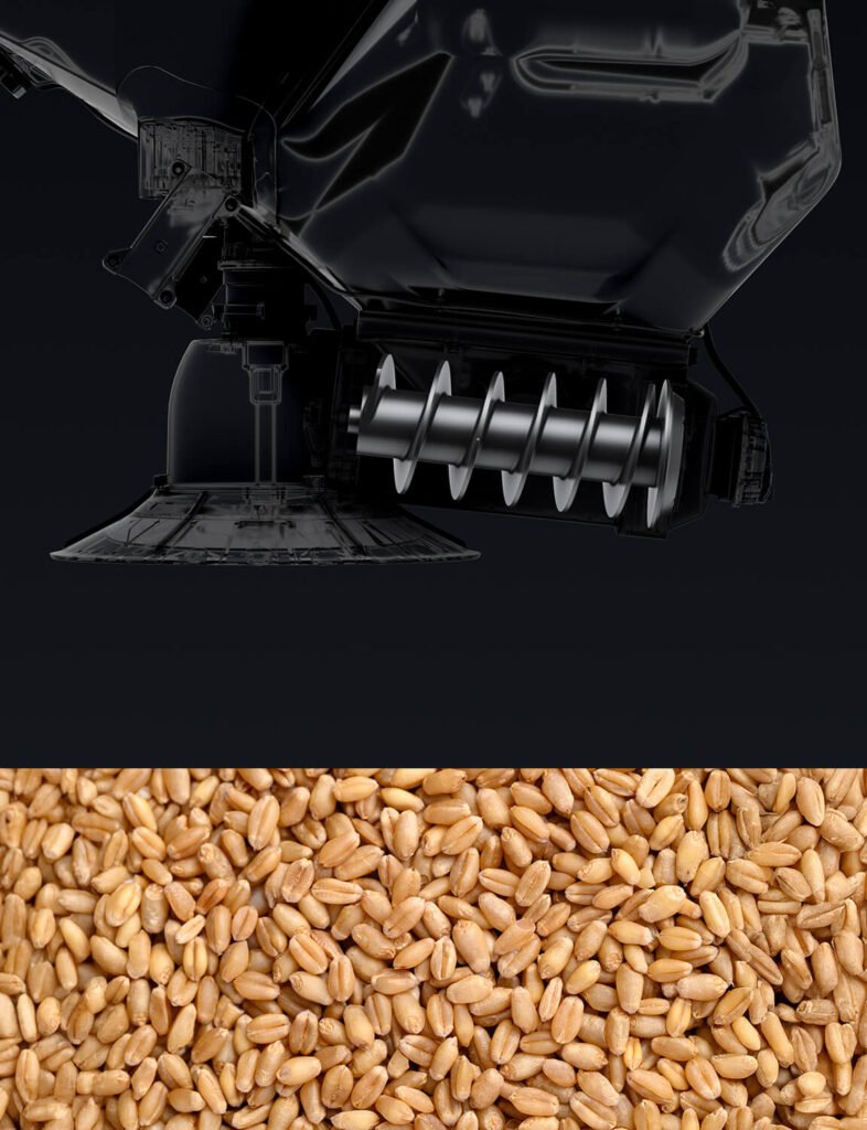 DJI Agras T100 dari PT Berkah Tirta Wahana dilengkapi Large Feeder yang cocok untuk granula seperti benih padi