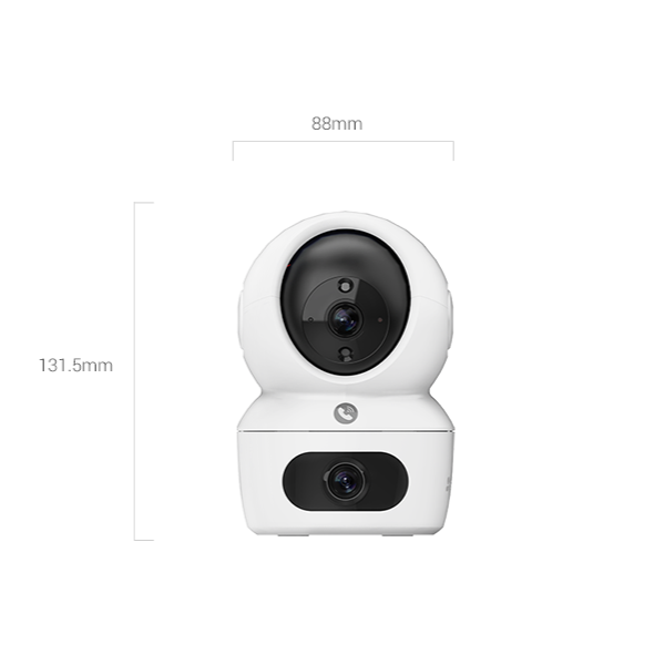 Spesifikasi Tampak depan kamera CCTV Wi-Fi pintar lensa ganda EZVIZ H7c Dual 2K+