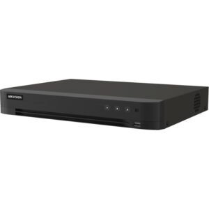 Tampak depan mesin DVR Hikvision 16-ch AcuSense iDS-7216HQHI-M1/XT berwarna hitam